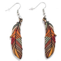 Wooden Feather Dangle Earrings